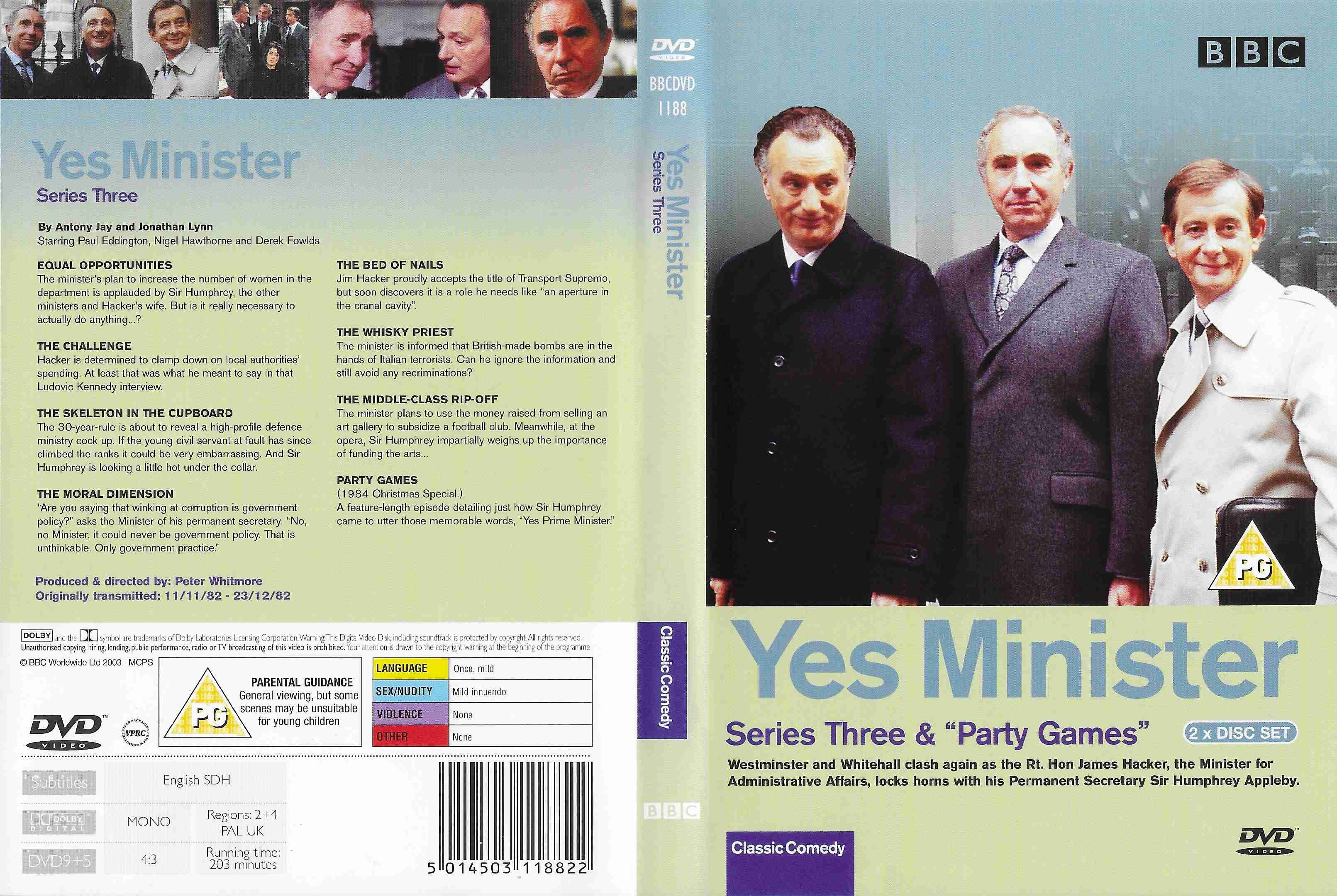 Picture of BBCDVD 1188 Yes Minister - Series Three by artist Antony Jay / Jonathan Lynn from the BBC records and Tapes library